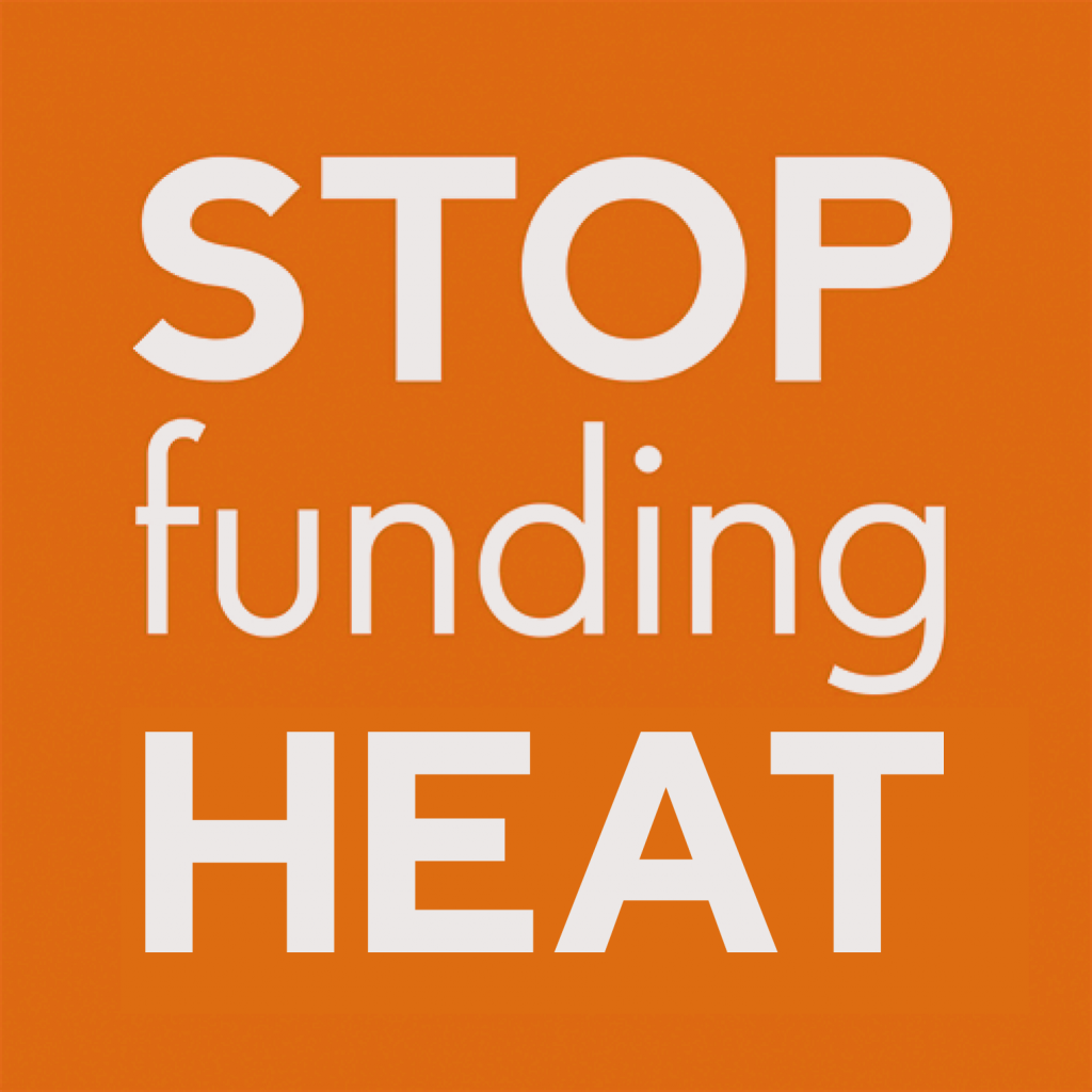 Stop funding heat logo